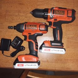 Full Price Only Black & Decker 20 Volt High-speed Drill And Impact Driver With Upgraded 3.6 Amp Hour Batteries And Charger