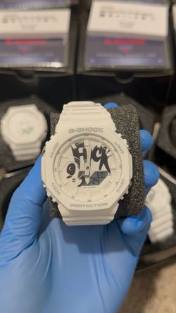 Gshock ga-2100 white with black custom lettering