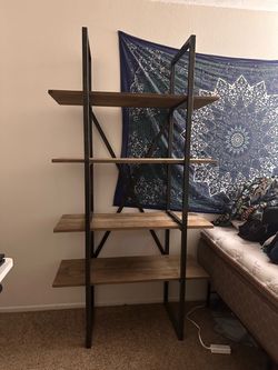 Industrial Wood & Metal Display Shelf – 4 Levels
