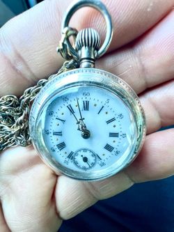 Vintage SWISS MADE pocket watch 0.935 Silver works.