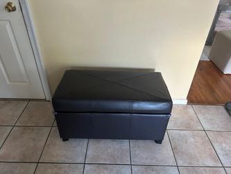 Dark Brown Faux Leather Storage Ottoman