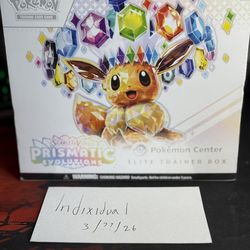 Pokemon Prismatic Evolutions Pokemon Center Exclusive Elite Trainer Box