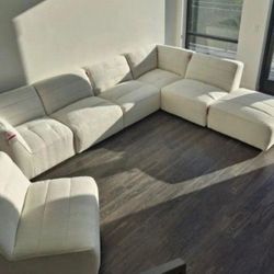 6 Pcs White Boucle Sectional Sofa Sherpa New $1699