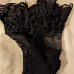 Sexy Lace Top for Black Garterless Nylons. The Elastic Keeps Them Up. Perfect For a Romantic Evening