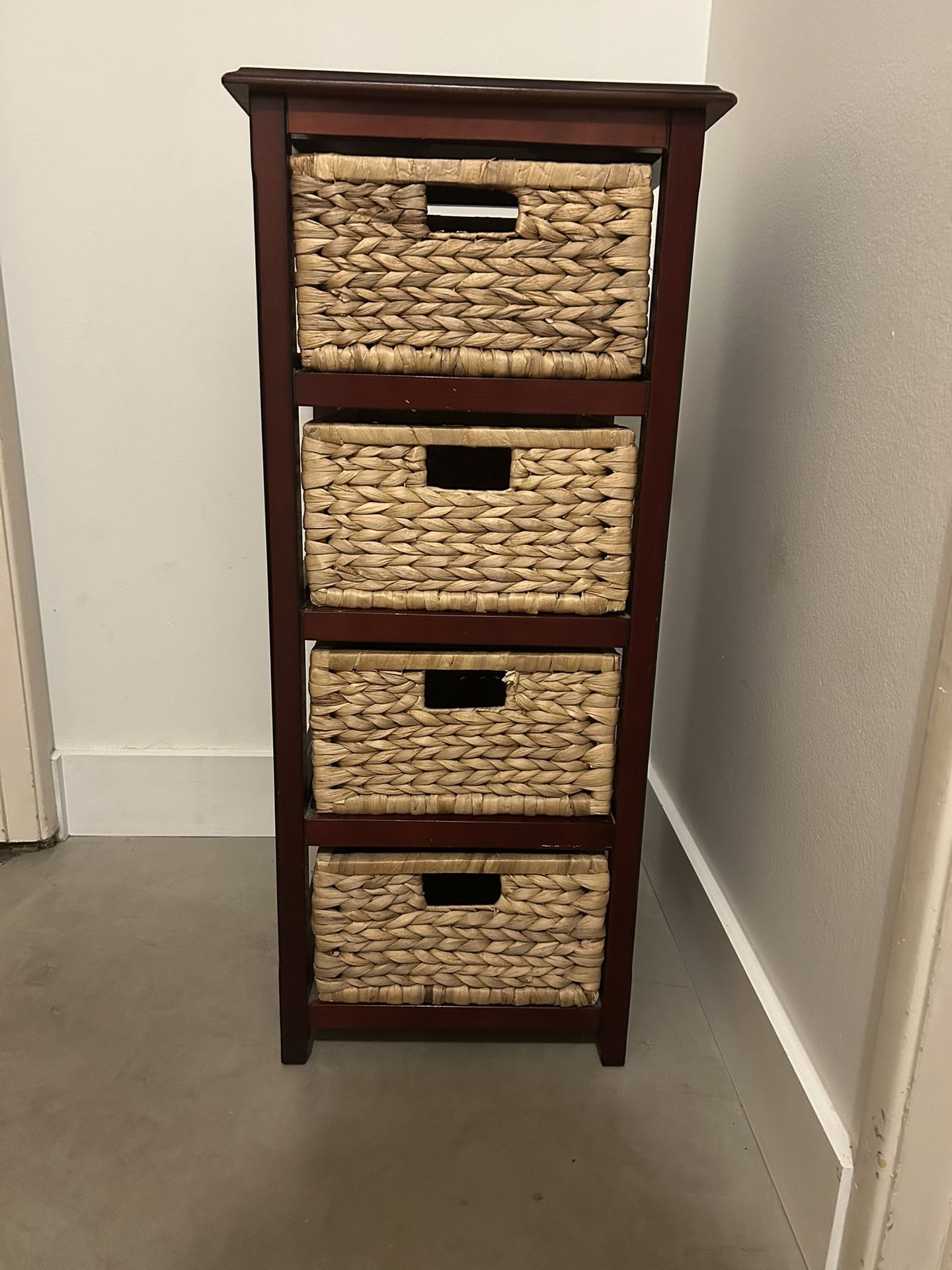 Wood And Rattan 4  Drawer Storage