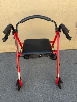 Drive Red 4-Wheel Rollator Walker with Seat