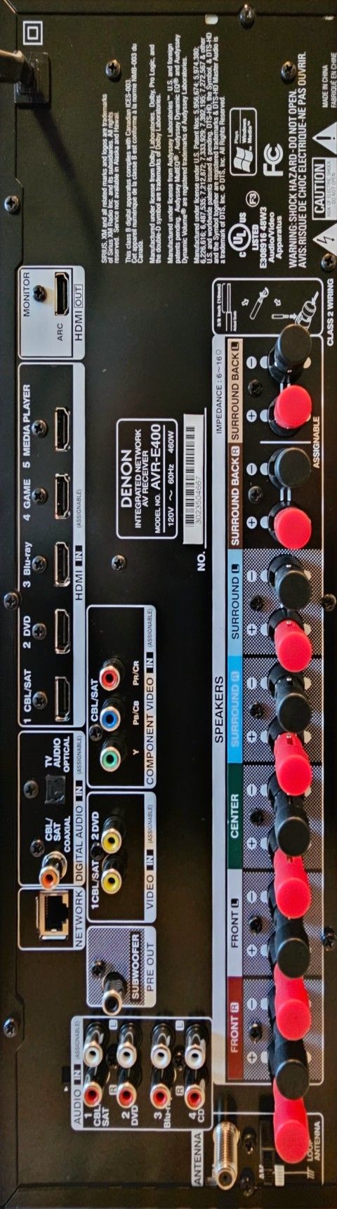 DENON AVR-E400 7.1 CHANNEL HDMI DUAL ZONE RECEIVER APPLE AIRPLAY. AS IS