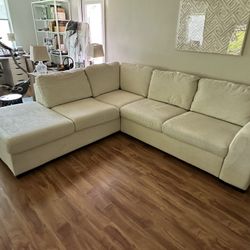 For Sale: City Furniture Blakely White Fabric Small Left Bumper Sleeper Sectional