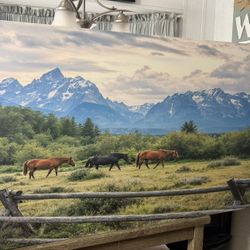 Wall Art Prints 30"x60" Horses Tetons 