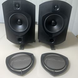 Bowers & Wilkins BW Rock Solid Sound 150W Bookshelf Speakers W/Stands. Used in good condition with some noticeable cosmetic blemishes. These blemishes