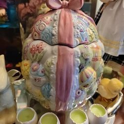 PBC International Holiday Spring Easter Egg Ribbon 3D Cookie Jar