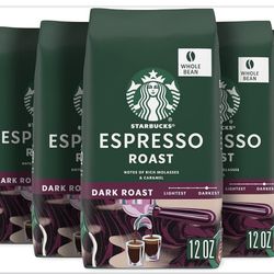 Starbucks Espresso Roast Whole Bean Dark Coffee Bags 6PACK- 12oz Each 