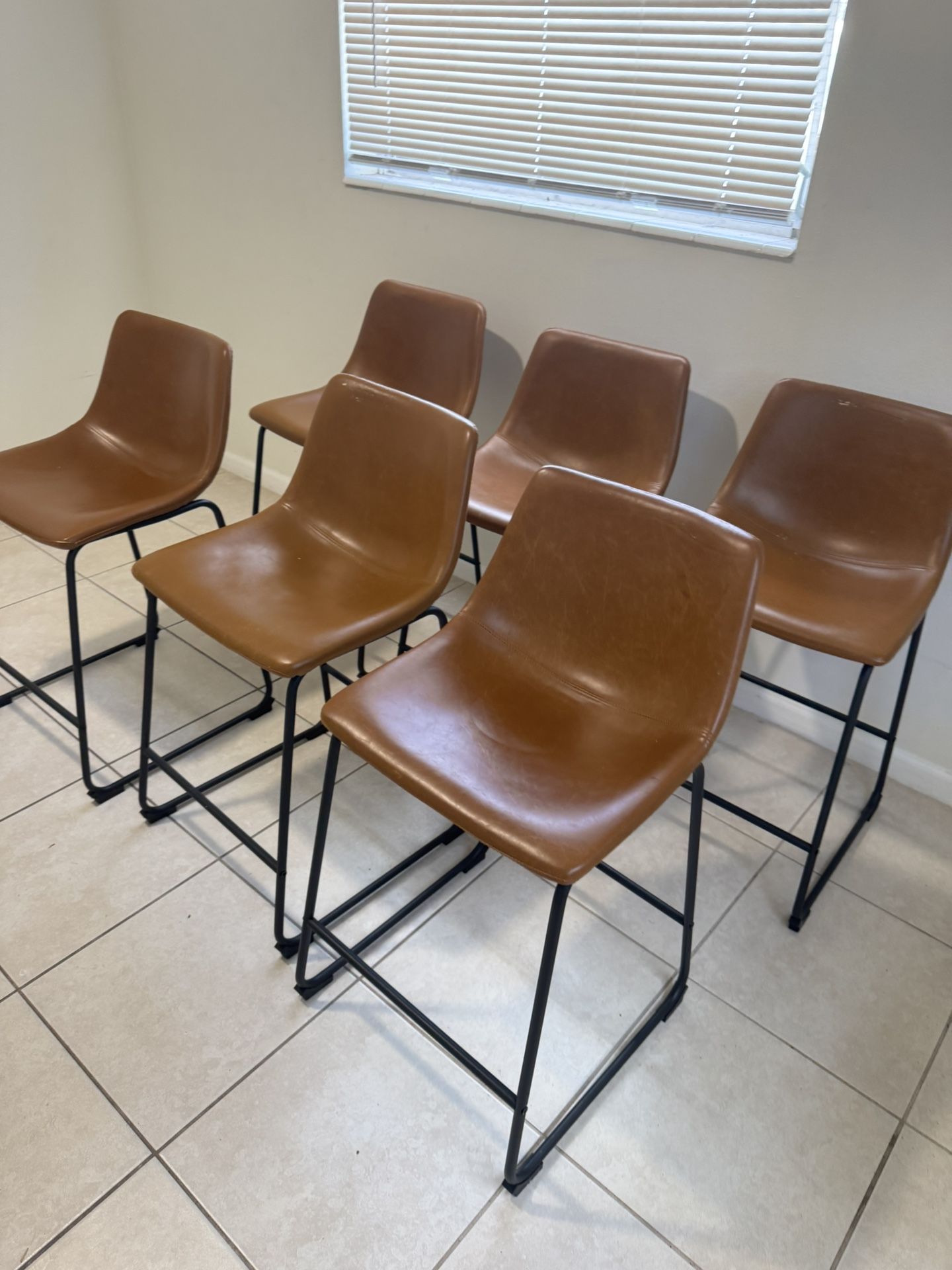4 Bar Stools (faux Camel leather)