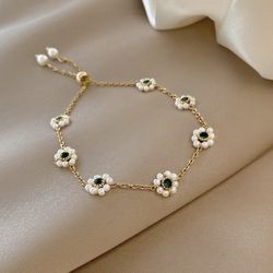 New Green Flower Bracelet, Valentines Gift