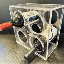 Lucite Acrylic Clear Wine Rack 4 Count Holder Storage 6x10x10"