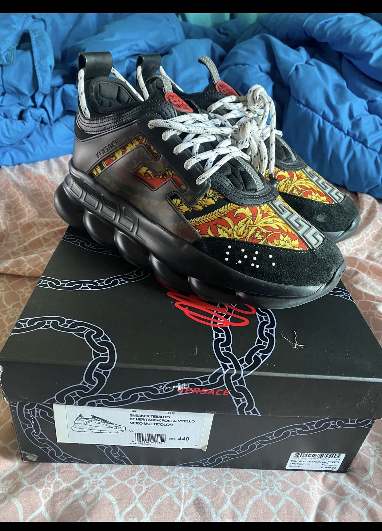 Versace Chain Reaction Men's Size 44/11 Sneakers Baroque Pattern