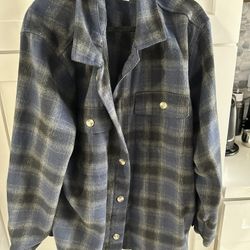 Old Navy Winterized Flannel Heavy Shirt Jacket Mens XXL  Blue Plaid Regular Fit