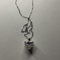 4 Carat Heart Cut Moissanite On Solid Italy .925 Silver Necklace
