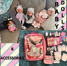 4 baby dolls & accessories