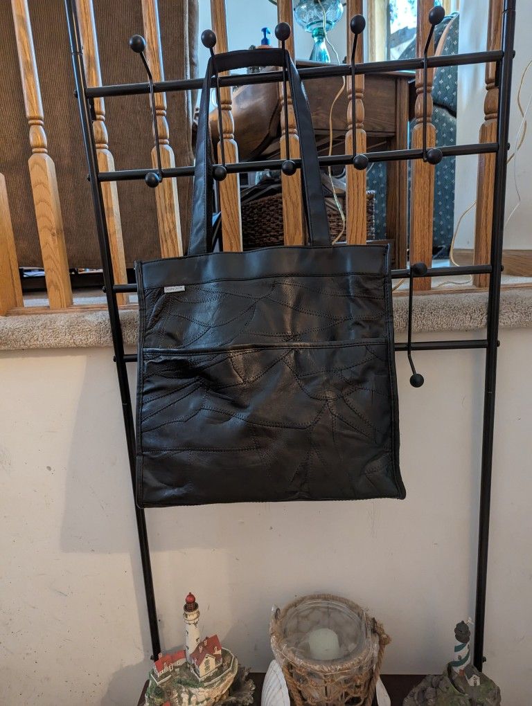 New Black Large Leather Tote Bag