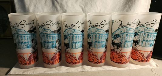 6 VINTAGE FROSTED TUMBLER GLASSES