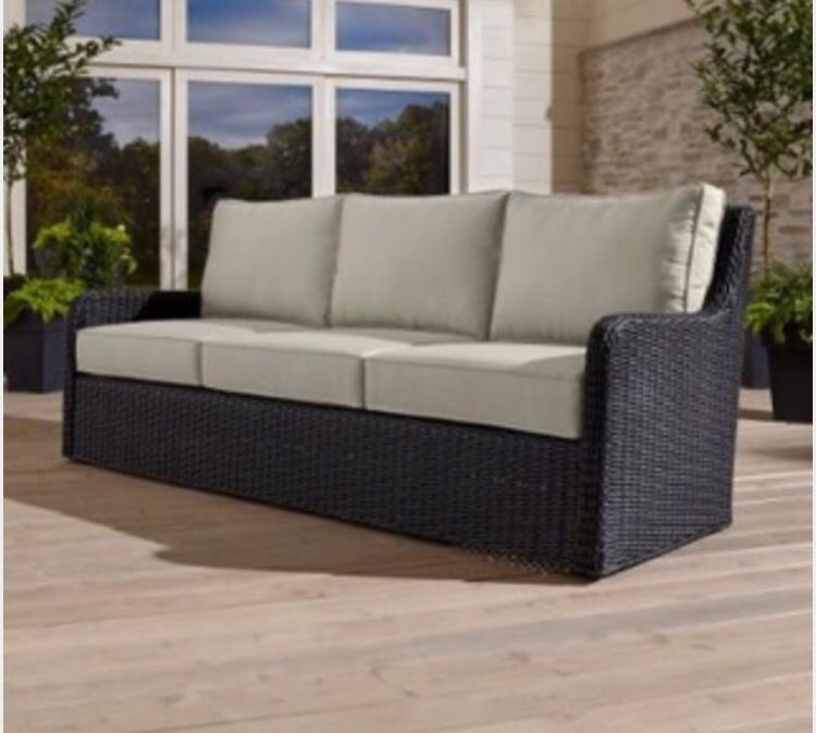 Crate and Barrel Calistoga sofa with sunbrella cushions