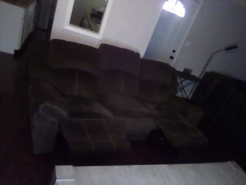 Double Recliner Brown Couch