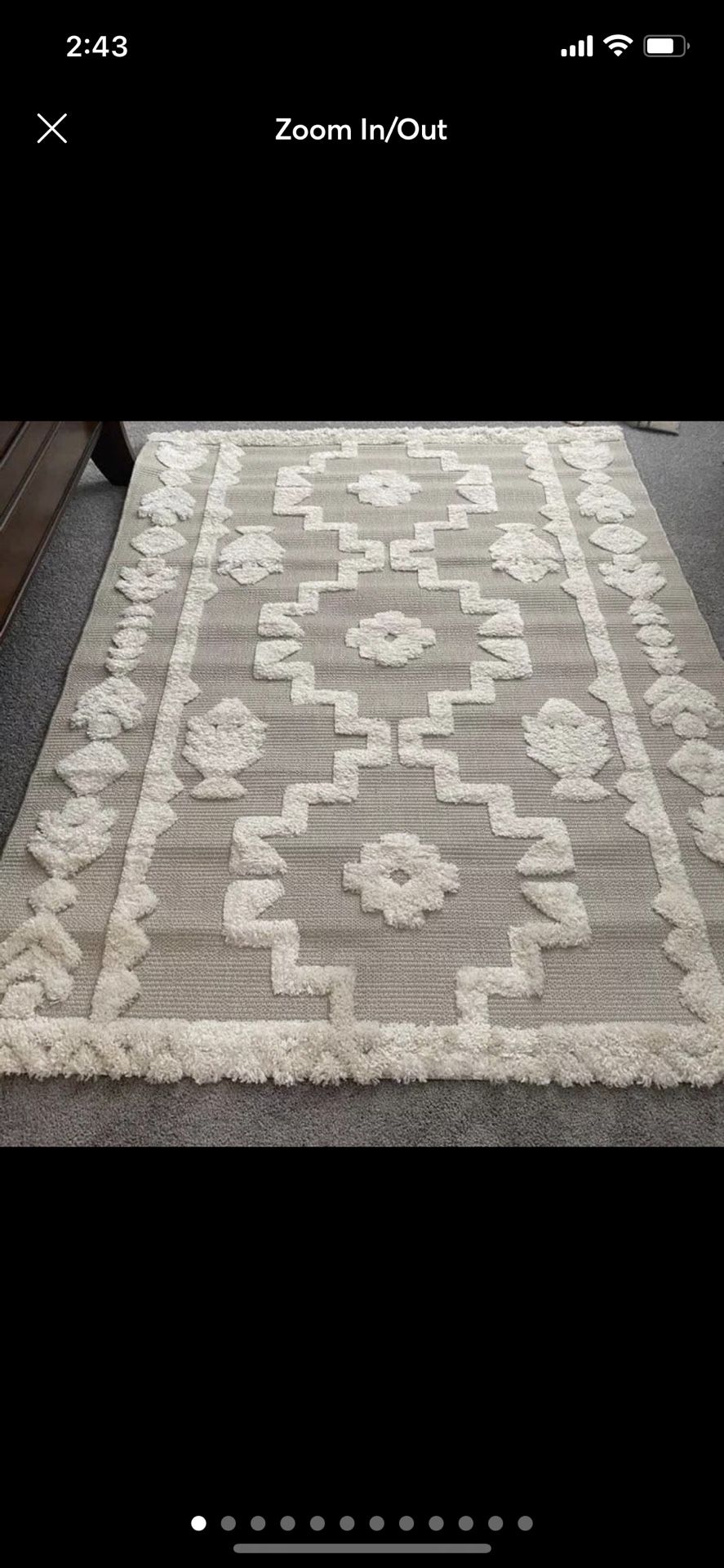 7x10 7' x 10' Feet Outdoor Indoor Cream Ivory Beige Boho Minimal Tufted Area Rug