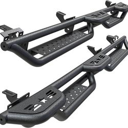 Wheel to Wheel Running Boards Compatible with 2020-2026 Jeep Gladiator JT 4 Doors, 6" Bed Access Side Step Rails Coated Black Carbon Steel Nerf Bars