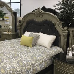 E King Headboard 1 King Footboard King Bed Rails Slats Dresser And Mirror 1 Nightstand