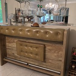 Home Bar With Wood / Leather Accents