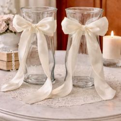 Clear Glass Vase with Chiffon Ribbon
