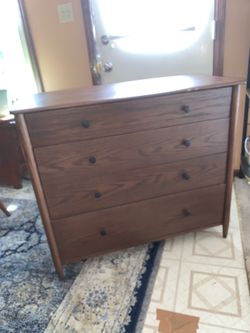 Dresser Bedroom Faux Wood Dark Brown 4 Drawer Short Legs