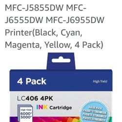 LC406 Ink Cartridges Compatible with LC406 LC406XL Ink Use with MFC-J4345DW MFC-J4535DW MFC-J5855DW MFC-J5955DW MFC-J6555DW MFC-J6955DW Printer (4 Pac