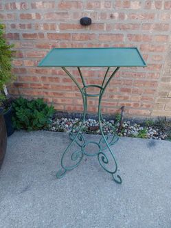 Wrought Iron plant stand with a Square Tray top  and curved legs