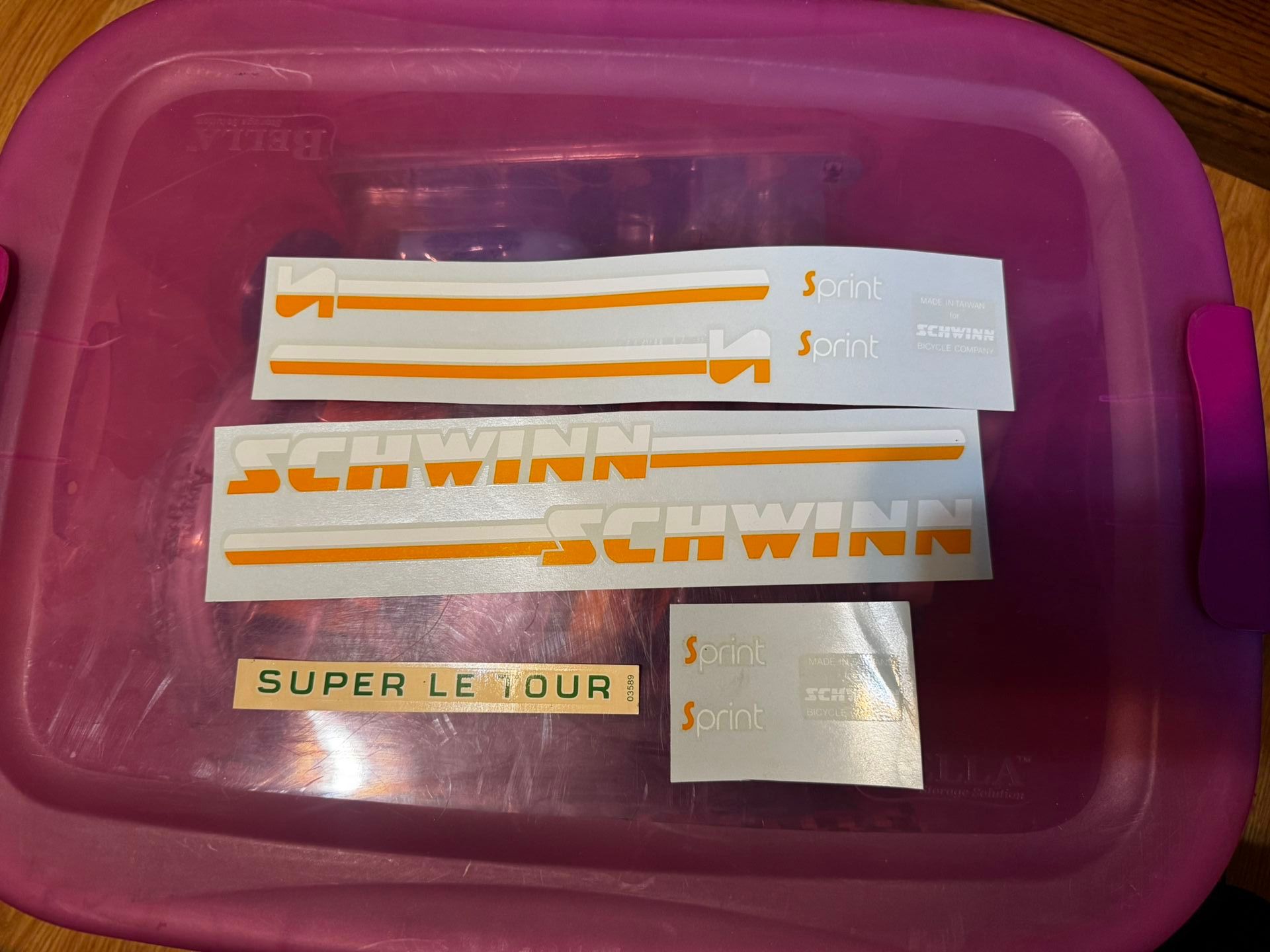 Schwinn Super Le Tour Water Transfer Decals Set