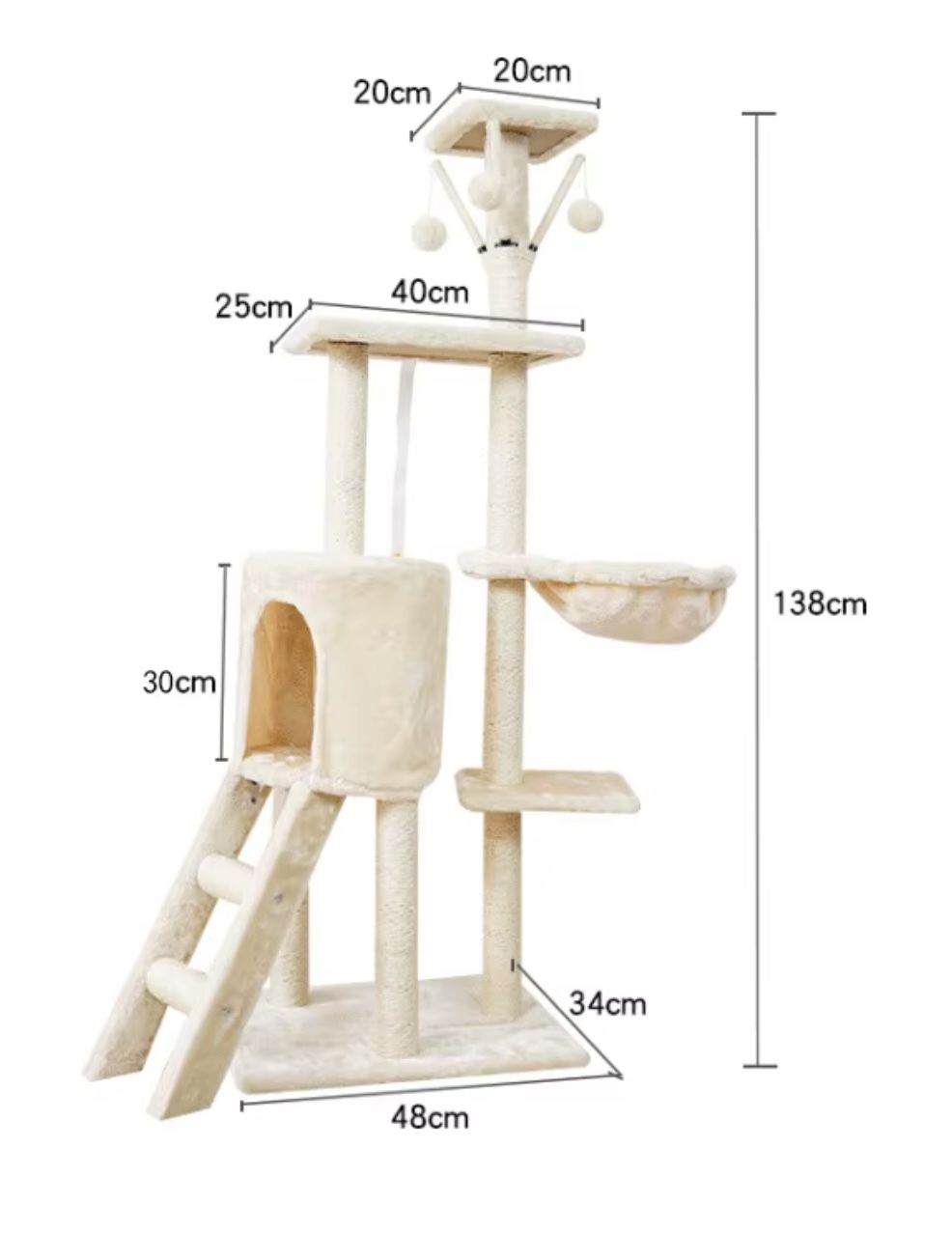 56” Multi-Level Cat Tree Cat Condo with Scratching Posts Kittens Activity Tower Pet Play House Furniture