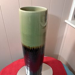 Vtg Maitland-Smith Large 22" Stone Composition Vase Crystalline Drip Glaze
