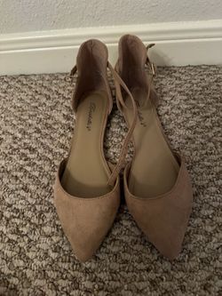 Breckelle's faux-suede ankle-strap flats
