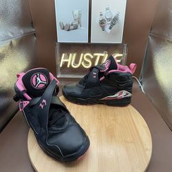 NIKE AIR JORDAN 8 RETRO (GS) BLACK-P1NKSICLE SZ 6Y