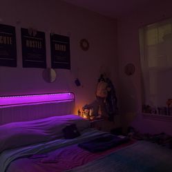 Gold & Cream led Headboard And Frame 