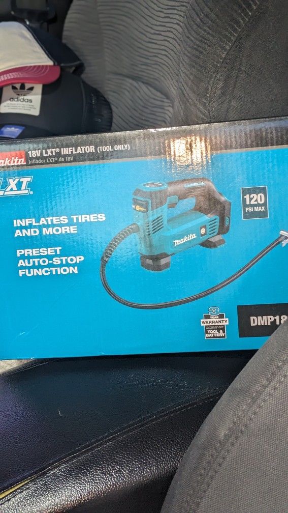 UNOPENED, $139 VALUE Makita DMP180ZX 18V LXT Lithium lon Cordless Inflator