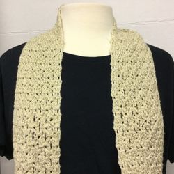 Scarf handmade Crochet light brown beige tan color lt weight shimmering glitzy