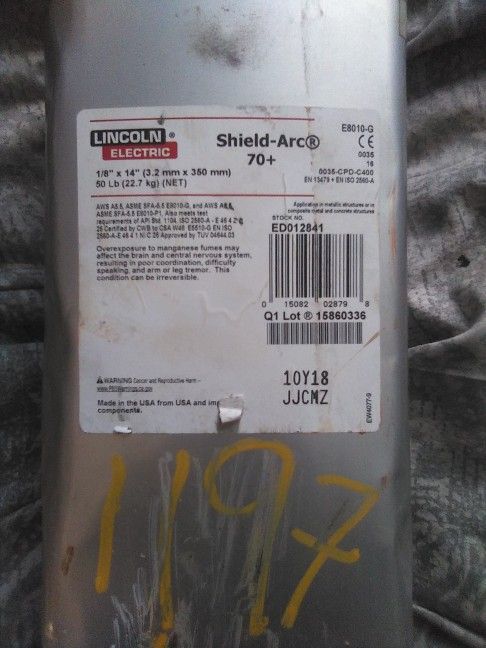 Lincoln Electric Shield Arc 70 Plus Welding Rods 1/8x14