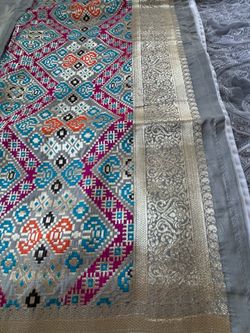 Grey silk sari