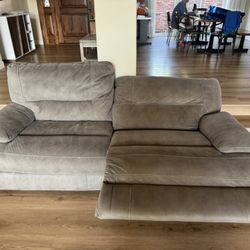 Gray Fabric Power reclining Couches (2)