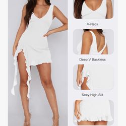 Sexy Deep V Neck Mini Dress