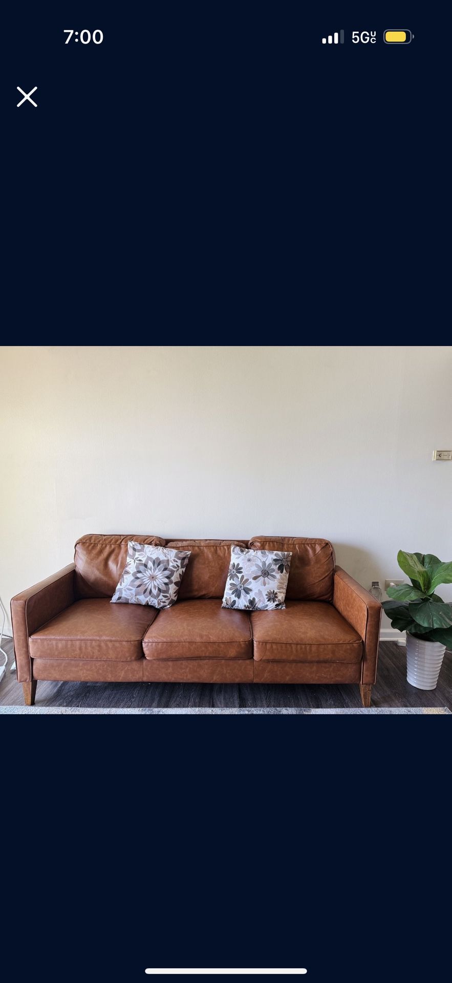 Premium leather sofa ( brown )