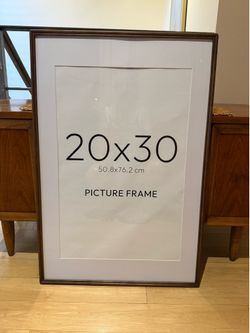 20x30 Poster Picture Frame - Solid Walnut Wood - Tempered Glass - 16x24 mat NEW
