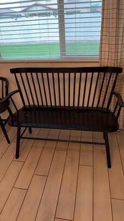 Black wooden bench